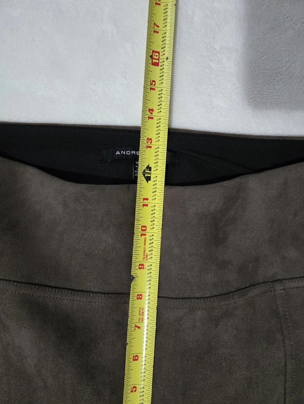 Andrew Marc Faux Suede Pants Brown Pull On XL Vegan Leather Look Boho Slacks